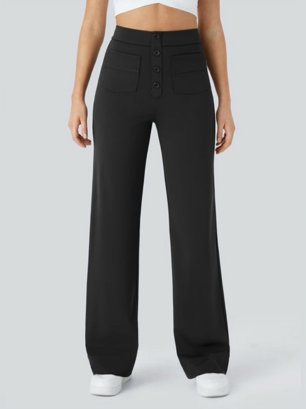 Halara DayStretch High Waisted Pockets Straight Leg Casual Pants Black Size 2X
